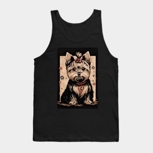 Super Cute Yorkshire Terrier Puppy Portrait Japanese style Tank Top